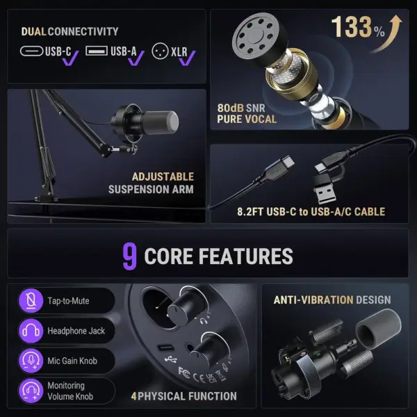 FIFINE K688CT - Dynamic USB/XLR podcast microphone kit with boom arm — 3 FIFINE K688CT - Dynamic USB/XLR podcast microphone kit with boom arm — 3