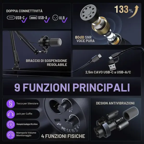 FIFINE K688CT - Microfono podcast USB/XLR con braccio in metallo — 3 FIFINE K688CT - Microfono podcast USB/XLR con braccio in metallo — 3