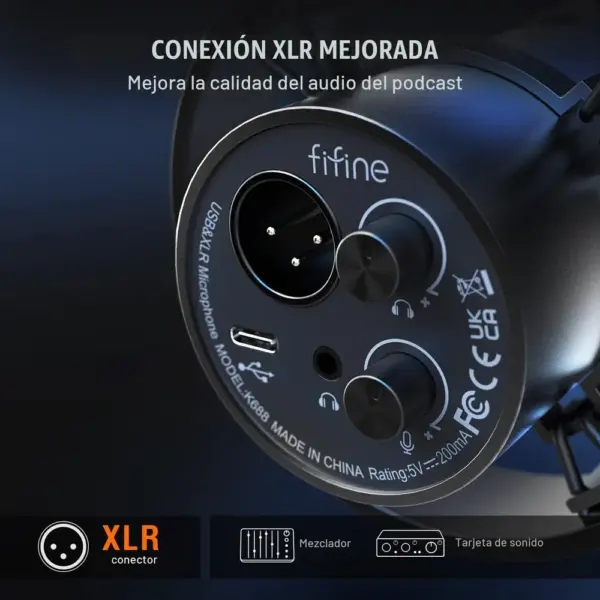 FIFINE K688 - Micrófono dinámico USB/XLR para podcast — 3 FIFINE K688 - Micrófono dinámico USB/XLR para podcast — 3