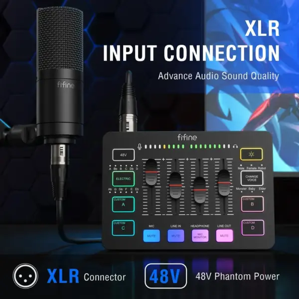 FIFINE SC3 - RGB gaming audio mixer with XLR microphone input — 2 FIFINE SC3 - RGB gaming audio mixer with XLR microphone input — 2