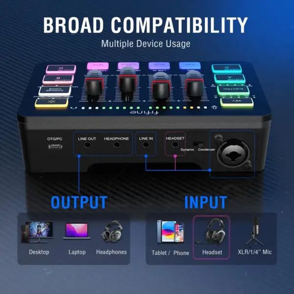 FIFINE SC3 - RGB gaming audio mixer with XLR microphone input — 4 FIFINE SC3 - RGB gaming audio mixer with XLR microphone input — 4