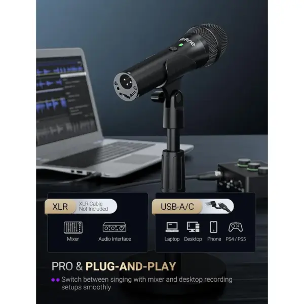 FIFINE TANK2 - Micrófono dinámico USB/XLR con pie — 3 FIFINE TANK2 - Micrófono dinámico USB/XLR con pie — 3