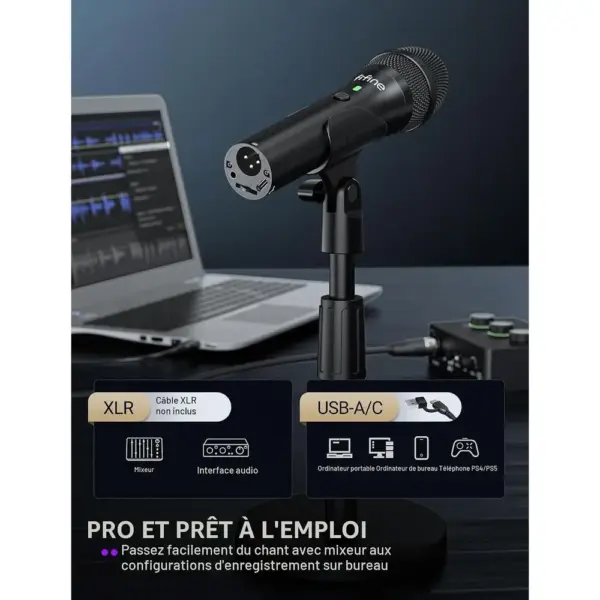 FIFINE TANK2 - Micro dynamique USB/XLR avec pied — 3 FIFINE TANK2 - Micro dynamique USB/XLR avec pied — 3