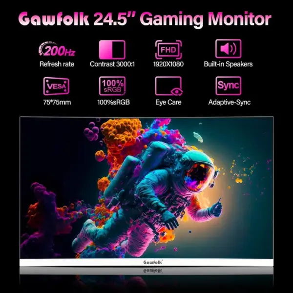 Gawfolk GF240A-W - 24,5 Zoll Gaming Monitor, Full HD, 200 Hz, IPS — 2 Gawfolk GF240A-W - 24,5 Zoll Gaming Monitor, Full HD, 200 Hz, IPS — 2