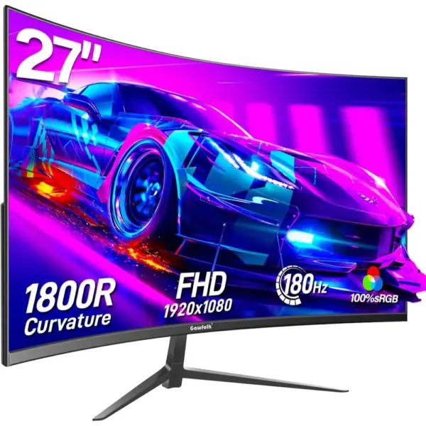 Gawfolk GF270C 165 Hz - Écran gaming incurvé 27 pouces Full HD 1800R, noir — 1 Gawfolk GF270C 165 Hz - Écran gaming incurvé 27 pouces Full HD 1800R, noir — 1