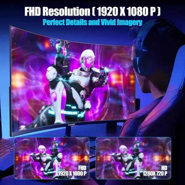 Gawfolk GF270C 165 Hz - Écran gaming incurvé 27 pouces Full HD 1800R, noir — 4 Gawfolk GF270C 165 Hz - Écran gaming incurvé 27 pouces Full HD 1800R, noir — 4