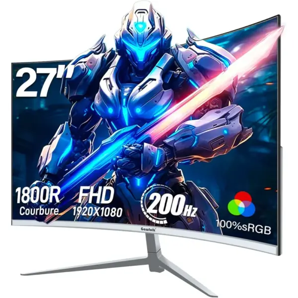 Gawfolk GF270C 200 Hz - Écran gaming incurvé 27 pouces Full HD 1800R, blanc — 1 Gawfolk GF270C 200 Hz - Écran gaming incurvé 27 pouces Full HD 1800R, blanc — 1