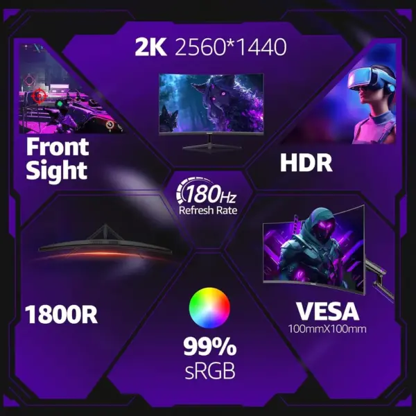 Gawfolk GF320I - Monitor da gaming curvo 32 pollici QHD 165 Hz — 3 Gawfolk GF320I - Monitor da gaming curvo 32 pollici QHD 165 Hz — 3
