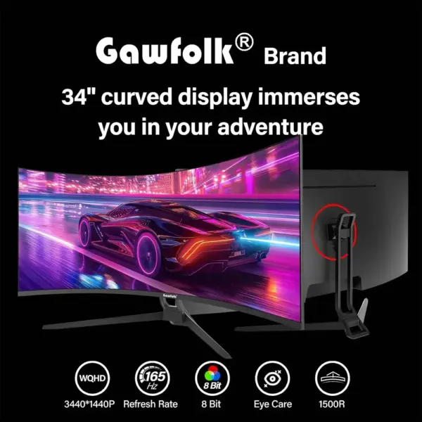 Gawfolk GF340C - 34-inch curved ultrawide UWQHD 165 Hz gaming monitor — 5 Gawfolk GF340C - 34-inch curved ultrawide UWQHD 165 Hz gaming monitor — 5