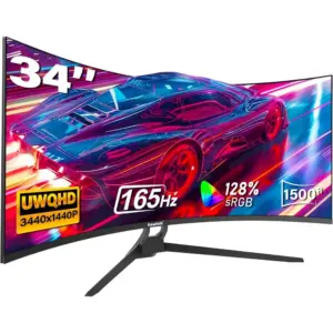 Gawfolk GF340C - Écran incurvé ultra large 34 pouces UWQHD 1500R, 165 Hz — 1