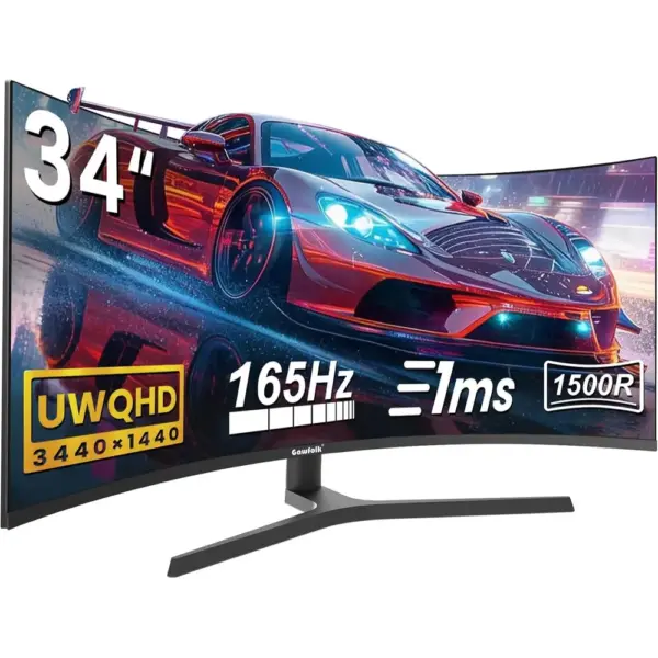 Gawfolk GF340C-SJ - 34 Zoll Curved Ultrawide Monitor, UWQHD, 165 Hz, höhenverstellbar — 1 Gawfolk GF340C-SJ - 34 Zoll Curved Ultrawide Monitor, UWQHD, 165 Hz, höhenverstellbar — 1