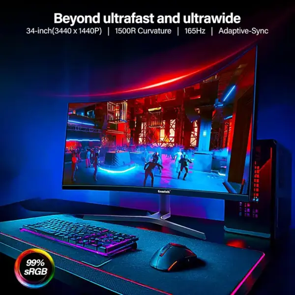 Gawfolk GF340C-SJ - 34 Zoll Curved Ultrawide Monitor, UWQHD, 165 Hz, höhenverstellbar — 4 Gawfolk GF340C-SJ - 34 Zoll Curved Ultrawide Monitor, UWQHD, 165 Hz, höhenverstellbar — 4