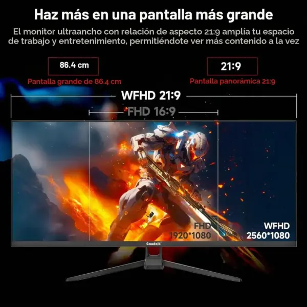Gawfolk GF340H - Monitor ultrapanorámico de 34 pulgadas, 21:9, 120 Hz, altavoces — 4 Gawfolk GF340H - Monitor ultrapanorámico de 34 pulgadas, 21:9, 120 Hz, altavoces — 4