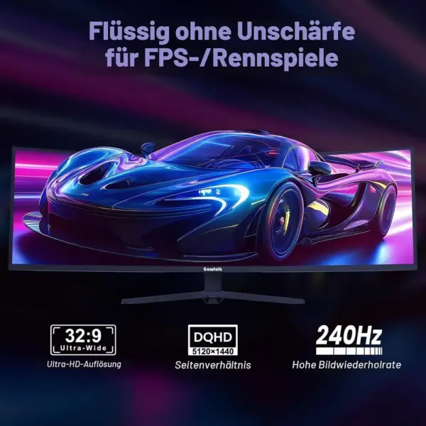Gawfolk GF490D - 49 Zoll Super-Ultrawide Curved Gaming Monitor, DQHD, 180 Hz — 2 Gawfolk GF490D - 49 Zoll Super-Ultrawide Curved Gaming Monitor, DQHD, 180 Hz — 2