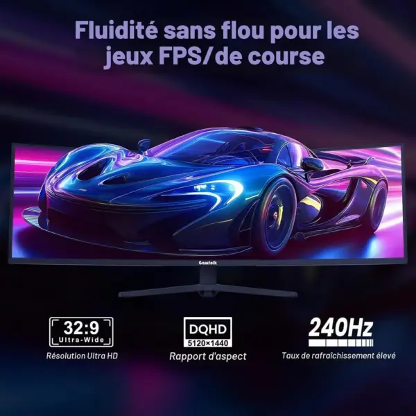Gawfolk GF490D - Écran gaming super ultra large 49 pouces DQHD 1500R, 240 Hz — 2 Gawfolk GF490D - Écran gaming super ultra large 49 pouces DQHD 1500R, 240 Hz — 2