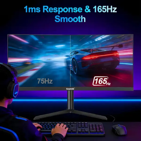Gawfolk GFTY987 - Écran ultra large incurvé 34 pouces UWQHD 3800R, 165 Hz, pied ergonomique — 4 Gawfolk GFTY987 - Écran ultra large incurvé 34 pouces UWQHD 3800R, 165 Hz, pied ergonomique — 4