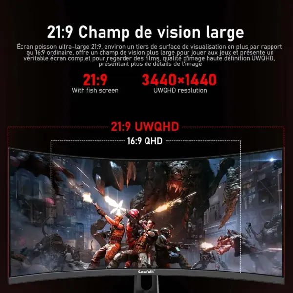 Gawfolk GFTY989 - 34 Zoll Curved Ultrawide Gaming Monitor, UWQHD, 200 Hz — 2 Gawfolk GFTY989 - 34 Zoll Curved Ultrawide Gaming Monitor, UWQHD, 200 Hz — 2