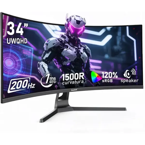Gawfolk GFTY989 - Écran incurvé ultra large 34 pouces 3440 × 1440, 200 Hz — 1 Gawfolk GFTY989 - Écran incurvé ultra large 34 pouces 3440 × 1440, 200 Hz — 1
