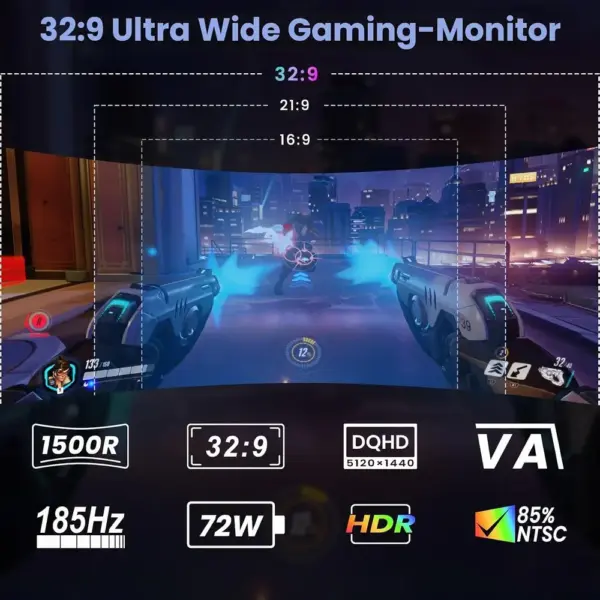 Gawfolk GFTY990 - 44,5 Zoll Super-Ultrawide Curved Gaming Monitor, DQHD, 180 Hz — 2 Gawfolk GFTY990 - 44,5 Zoll Super-Ultrawide Curved Gaming Monitor, DQHD, 180 Hz — 2