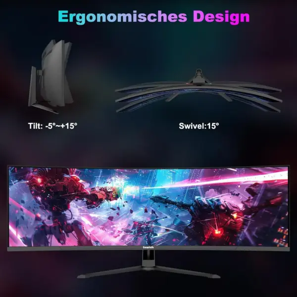 Gawfolk GFTY990 - 44,5 Zoll Super-Ultrawide Curved Gaming Monitor, DQHD, 180 Hz — 4 Gawfolk GFTY990 - 44,5 Zoll Super-Ultrawide Curved Gaming Monitor, DQHD, 180 Hz — 4