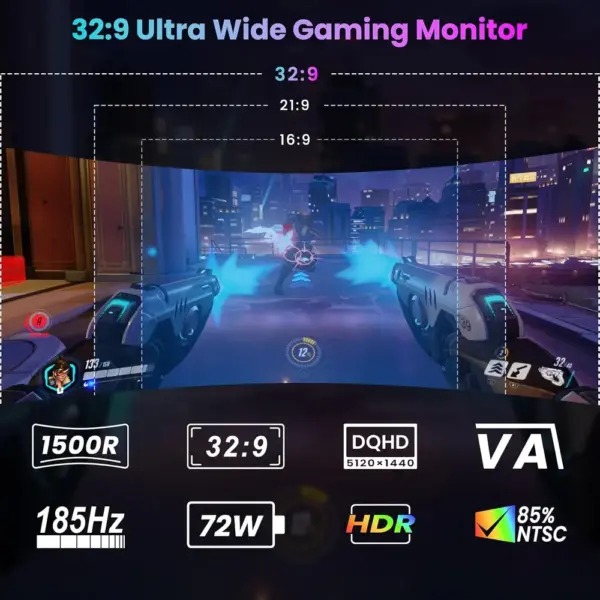 Gawfolk GFTY990 - 44.5-inch curved 32:9 DQHD 185 Hz gaming monitor — 2 Gawfolk GFTY990 - 44.5-inch curved 32:9 DQHD 185 Hz gaming monitor — 2