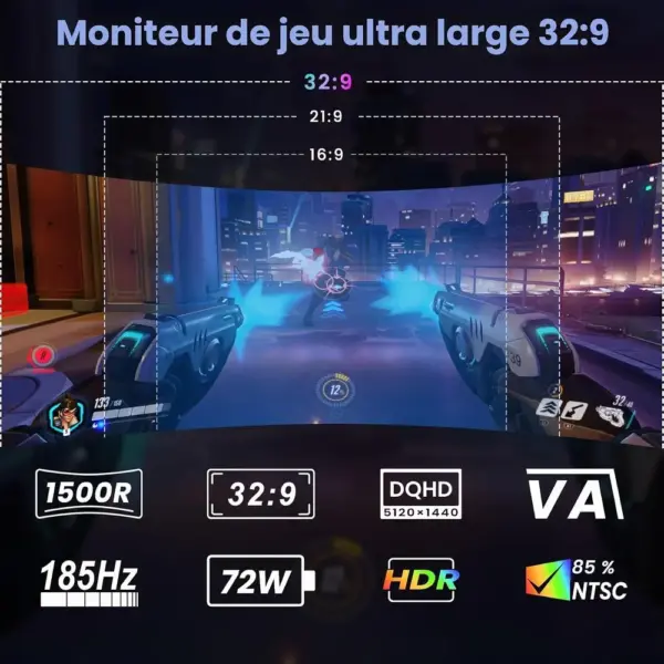 Gawfolk GFTY990 - Écran super ultra large 44,5 pouces DQHD 1500R, 185 Hz — 2 Gawfolk GFTY990 - Écran super ultra large 44,5 pouces DQHD 1500R, 185 Hz — 2