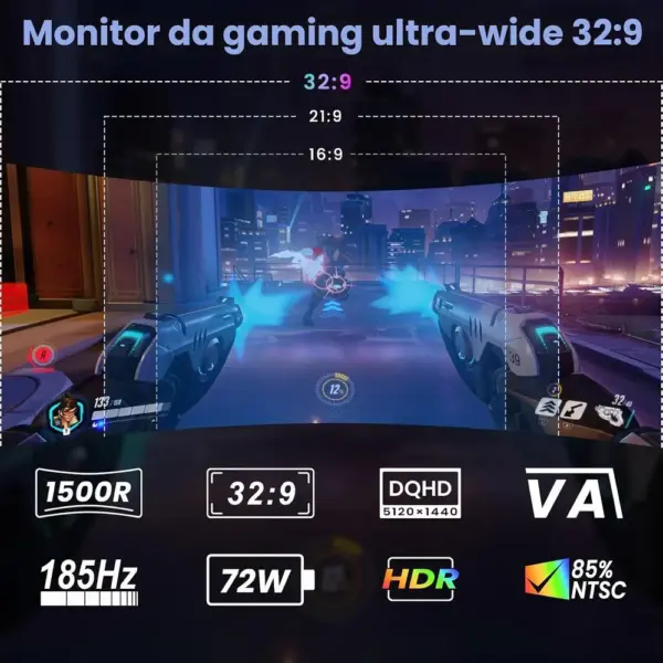 Gawfolk GFTY990 - Monitor super ultrawide curvo 44,5 pollici DQHD 200 Hz — 2 Gawfolk GFTY990 - Monitor super ultrawide curvo 44,5 pollici DQHD 200 Hz — 2