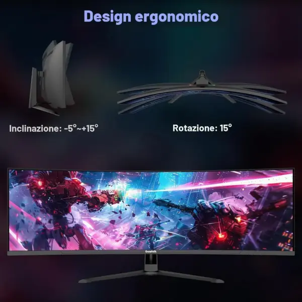Gawfolk GFTY990 - Monitor super ultrawide curvo 44,5 pollici DQHD 200 Hz — 4 Gawfolk GFTY990 - Monitor super ultrawide curvo 44,5 pollici DQHD 200 Hz — 4