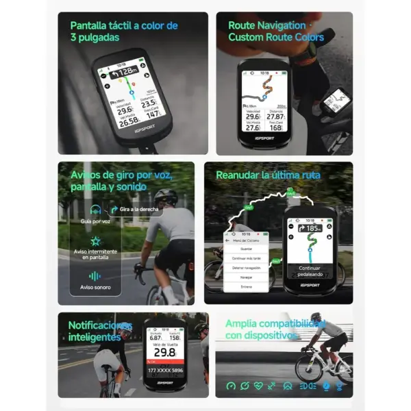 iGPSPORT BSC200 Pro - Ciclocomputador GPS táctil de 3 pulgadas con navegación — 2 iGPSPORT BSC200 Pro - Ciclocomputador GPS táctil de 3 pulgadas con navegación — 2