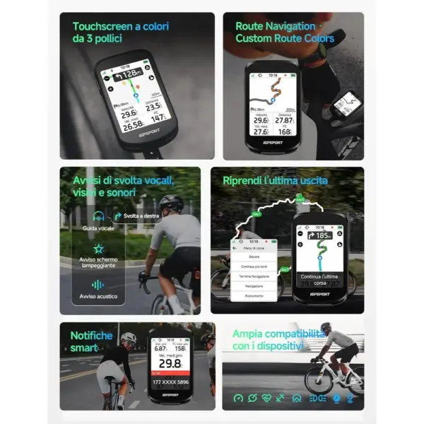 iGPSPORT BSC200 Pro - Ciclocomputer GPS touchscreen da 3 pollici con navigazione — 2 iGPSPORT BSC200 Pro - Ciclocomputer GPS touchscreen da 3 pollici con navigazione — 2