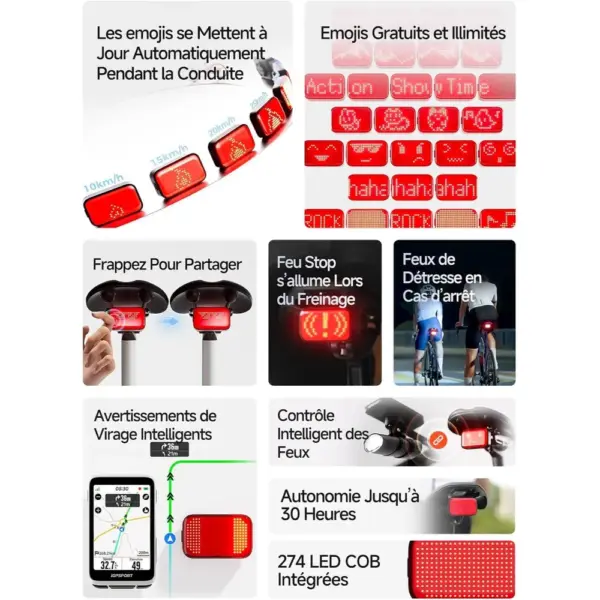 iGPSPORT ET6 - Feu arrière vélo à emojis, visible à 1,2 km — 2 iGPSPORT ET6 - Feu arrière vélo à emojis, visible à 1,2 km — 2