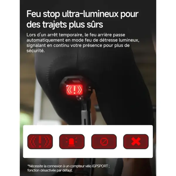 iGPSPORT ET6 - Feu arrière vélo à emojis, visible à 1,2 km — 3 iGPSPORT ET6 - Feu arrière vélo à emojis, visible à 1,2 km — 3