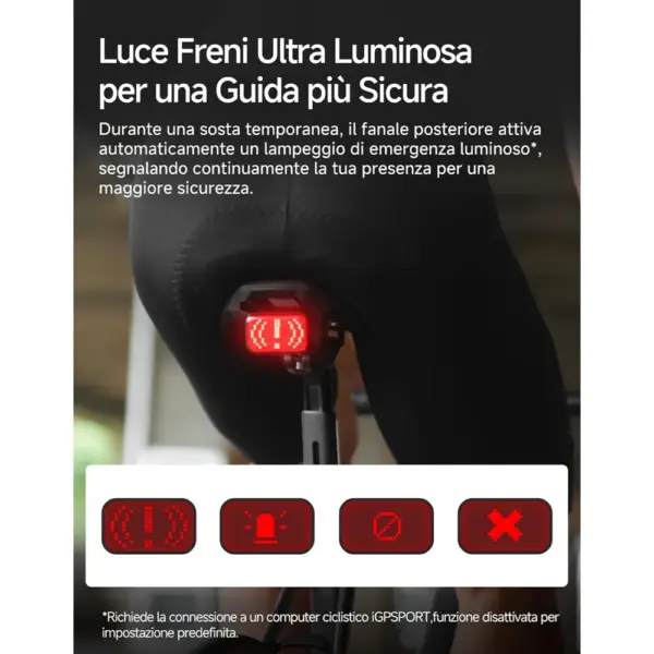 iGPSPORT ET6 - Luce posteriore bici con emoji, frecce e sensore di frenata — 3 iGPSPORT ET6 - Luce posteriore bici con emoji, frecce e sensore di frenata — 3
