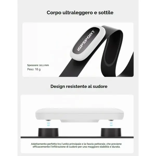 iGPSPORT HR40 - Fascia cardio toracica Bluetooth e ANT+ impermeabile IPX7 — 2 iGPSPORT HR40 - Fascia cardio toracica Bluetooth e ANT+ impermeabile IPX7 — 2