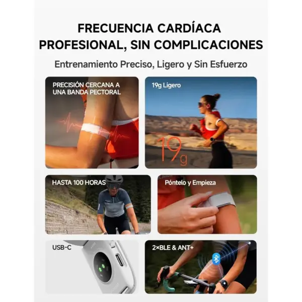 iGPSPORT HR80 - Sensor de frecuencia cardíaca de 19 g con 100 h de autonomía — 2 iGPSPORT HR80 - Sensor de frecuencia cardíaca de 19 g con 100 h de autonomía — 2