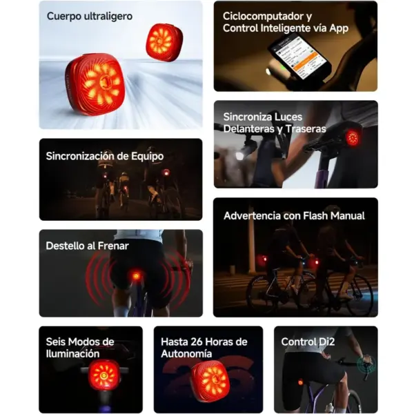 iGPSPORT TL50 - Luz trasera de bicicleta recargable con sensor de freno — 2 iGPSPORT TL50 - Luz trasera de bicicleta recargable con sensor de freno — 2