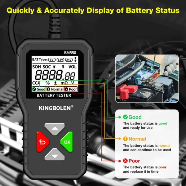 Kingbolen BM550 - testeur de batterie 6, 12 et 24 V — 5 Kingbolen BM550 - testeur de batterie 6, 12 et 24 V — 5