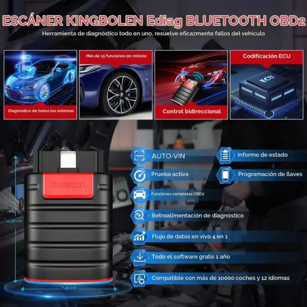 Kingbolen Ediag - lector OBD2 Bluetooth de todos los sistemas — 2 Kingbolen Ediag - lector OBD2 Bluetooth de todos los sistemas — 2