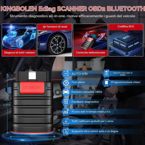 Kingbolen Ediag - scanner OBD2 Bluetooth per tutti i sistemi — 2 Kingbolen Ediag - scanner OBD2 Bluetooth per tutti i sistemi — 2
