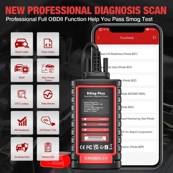 Kingbolen Ediag Plus - Bluetooth-Diagnose mit Steuergeräte-Codierung — 5 Kingbolen Ediag Plus - Bluetooth-Diagnose mit Steuergeräte-Codierung — 5