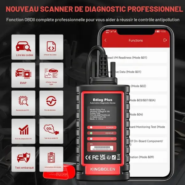Kingbolen Ediag Plus - diagnostic Bluetooth avec codage ECU — 5 Kingbolen Ediag Plus - diagnostic Bluetooth avec codage ECU — 5