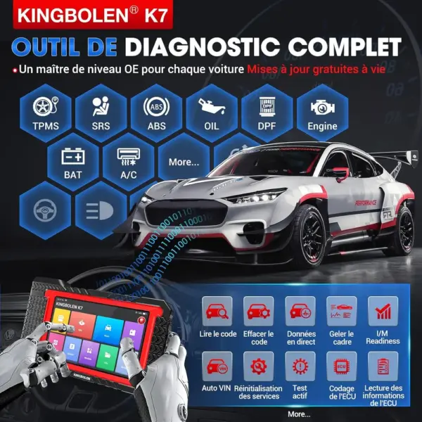 Kingbolen K7 - valise de diagnostic 7 pouces, mises à jour à vie — 2 Kingbolen K7 - valise de diagnostic 7 pouces, mises à jour à vie — 2