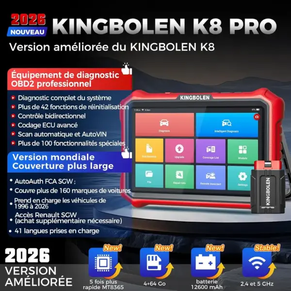 Kingbolen K8 Pro - valise de diagnostic sans fil, mises à jour à vie — 2 Kingbolen K8 Pro - valise de diagnostic sans fil, mises à jour à vie — 2