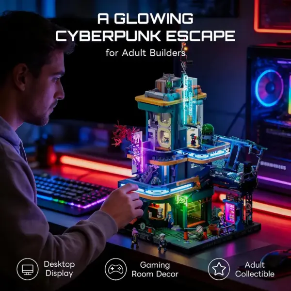 LUMIBRICKS Cyberpunk Apartment - Modular building set with lights, 2,507 pieces — 2 LUMIBRICKS Cyberpunk Apartment - Modular building set with lights, 2,507 pieces — 2