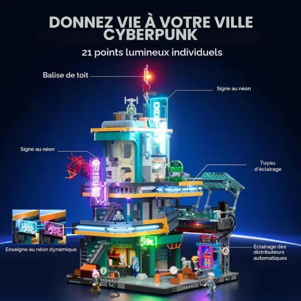 LUMIBRICKS Appartement cyberpunk - Immeuble néon modulaire à construire, 2 524 pièces et 21 zones éclairées — 5 LUMIBRICKS Appartement cyberpunk - Immeuble néon modulaire à construire, 2 524 pièces et 21 zones éclairées — 5