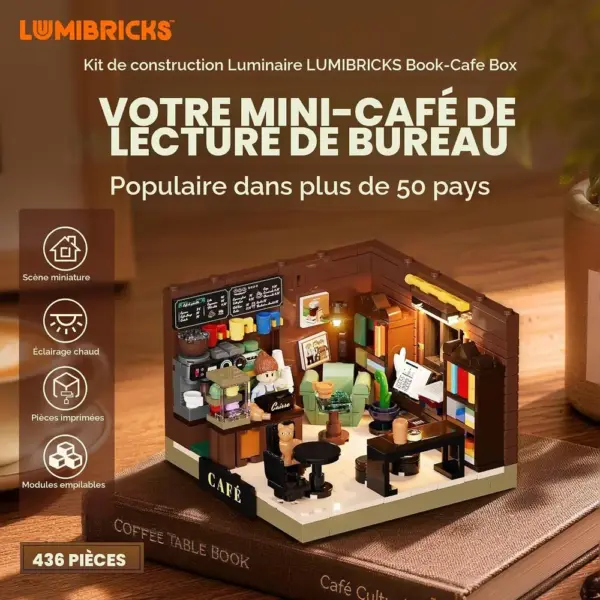 LUMIBRICKS Book-Café Box - Mini café-librairie à construire avec éclairage LED, 436 pièces — 4 LUMIBRICKS Book-Café Box - Mini café-librairie à construire avec éclairage LED, 436 pièces — 4