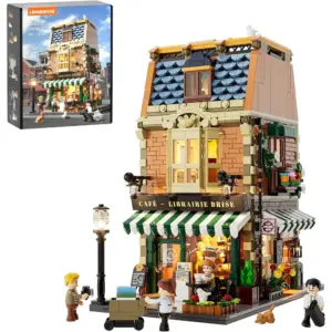 LUMIBRICKS Book Café - Town Life coffee house building set with LED lights, 1,718 pieces — 1