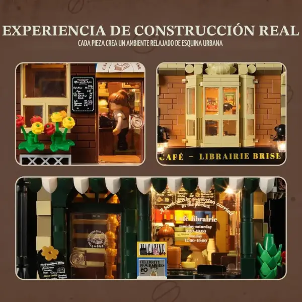 LUMIBRICKS Book Café - Café librería europeo modular con 10 puntos de luz — 4 LUMIBRICKS Book Café - Café librería europeo modular con 10 puntos de luz — 4