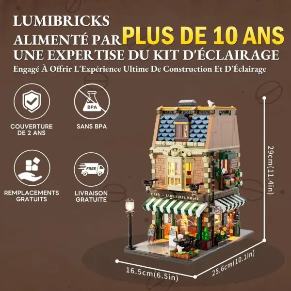LUMIBRICKS Book Café - Café-librairie rétro modulaire à construire, 1 718 pièces et éclairage LED — 2 LUMIBRICKS Book Café - Café-librairie rétro modulaire à construire, 1 718 pièces et éclairage LED — 2