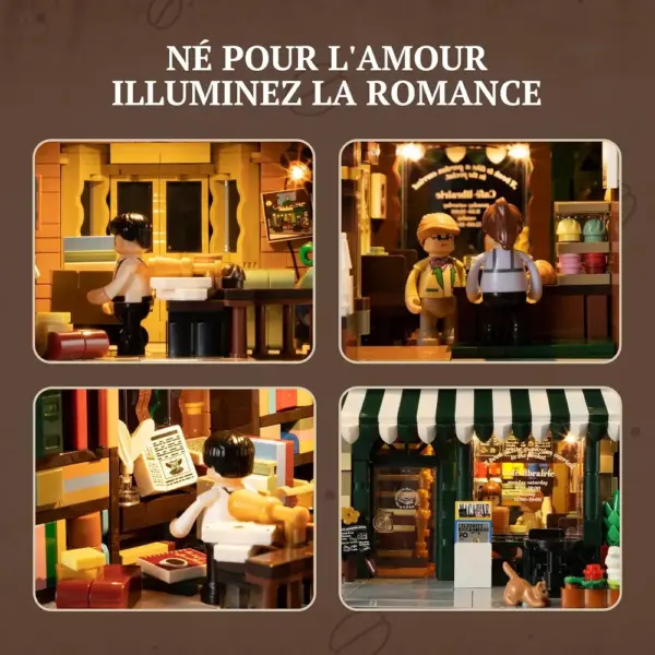LUMIBRICKS Book Café - Café-librairie rétro modulaire à construire, 1 718 pièces et éclairage LED — 4 LUMIBRICKS Book Café - Café-librairie rétro modulaire à construire, 1 718 pièces et éclairage LED — 4